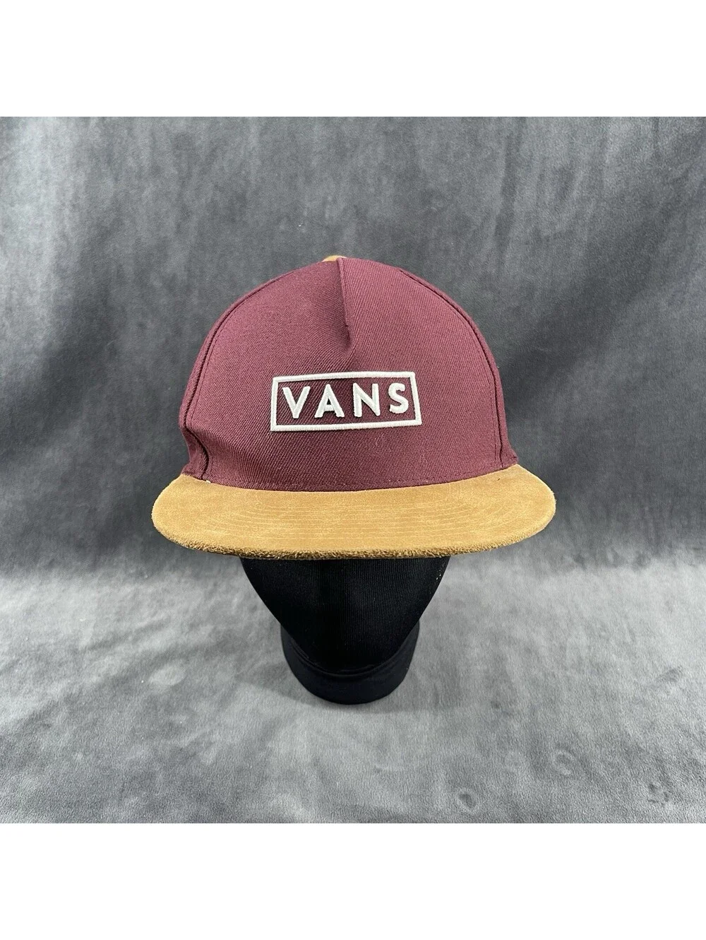 Vans Off The Wall Snapback Hat Burgundy Tan Suede Brim One Size Cap